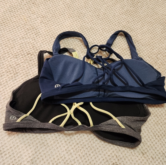 Lululemon Sports Bras - a pair of 2 - grey w/ yellow straps and navy - Picture 3 of 5